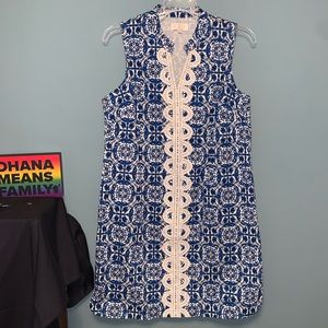 Mud Pie Willow Crochet Blue Sleeveless Dress